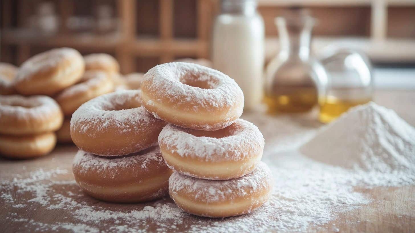 Fresh homemade Krispy Kreme doughnuts with shiny glaze, golden crust, and airy soft texture.
