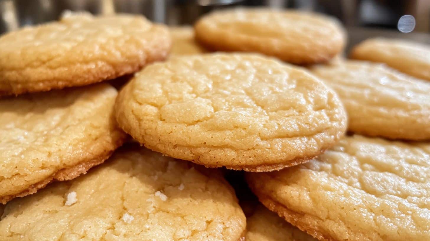 A stack of soft Kentucky Butter Cake Cookies drizzled with a buttery vanilla glaze